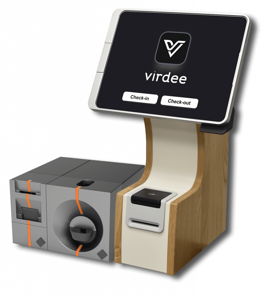 Virdee table-top kiosk with CIMA table-top cash-management machine with coin option.