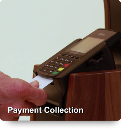 Kiosk payment collection via card reader.
